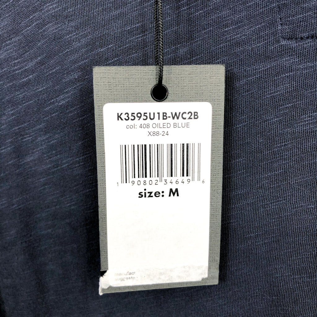 JOHN VARVATOS Men's Miles Slub V Neck Tee Medium Oiled Blue Short Sleeve NWT