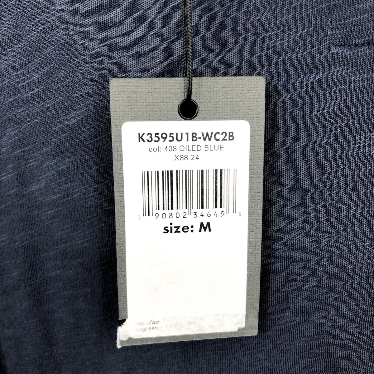 JOHN VARVATOS Men's Miles Slub V Neck Tee Medium Oiled Blue Short Sleeve NWT