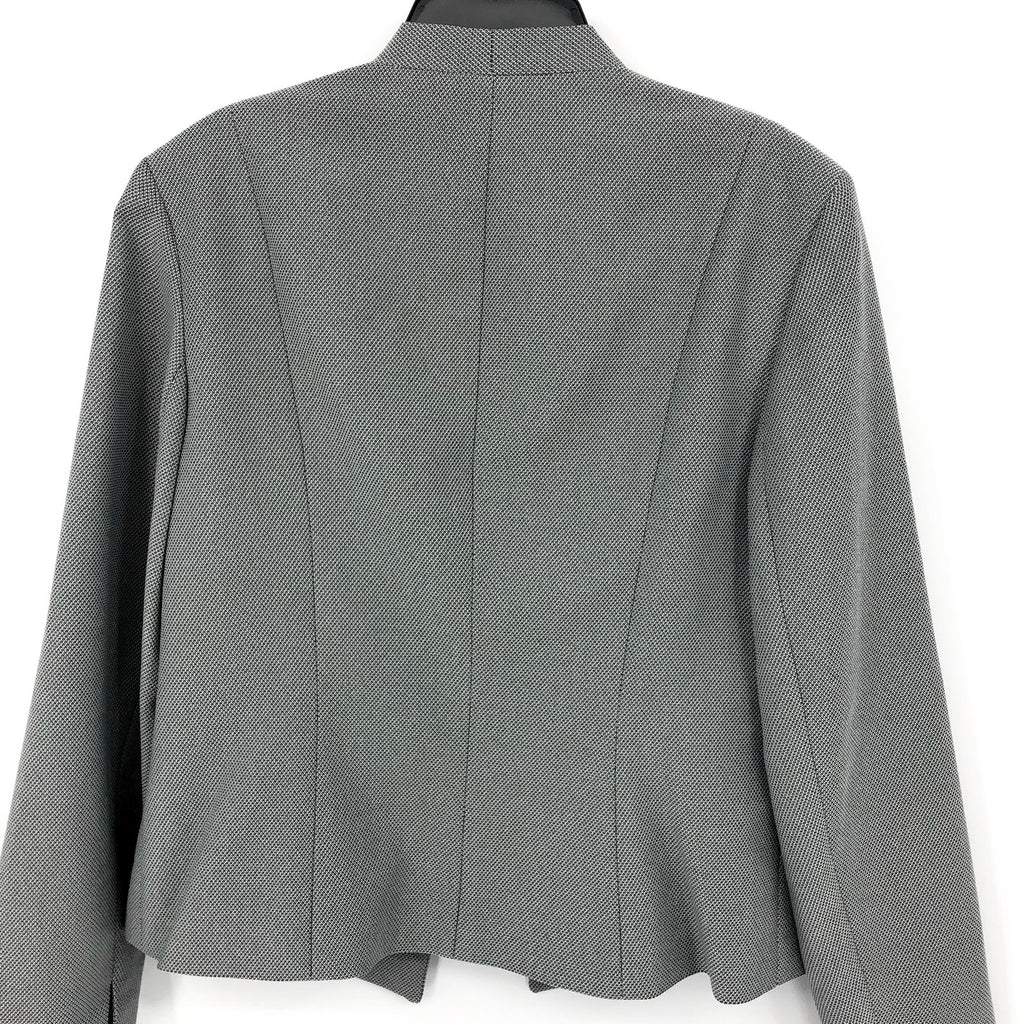 LE SUIT Collarless Open-Front Suit Jacket 6 Black White Micro Pattern Blazer NWT