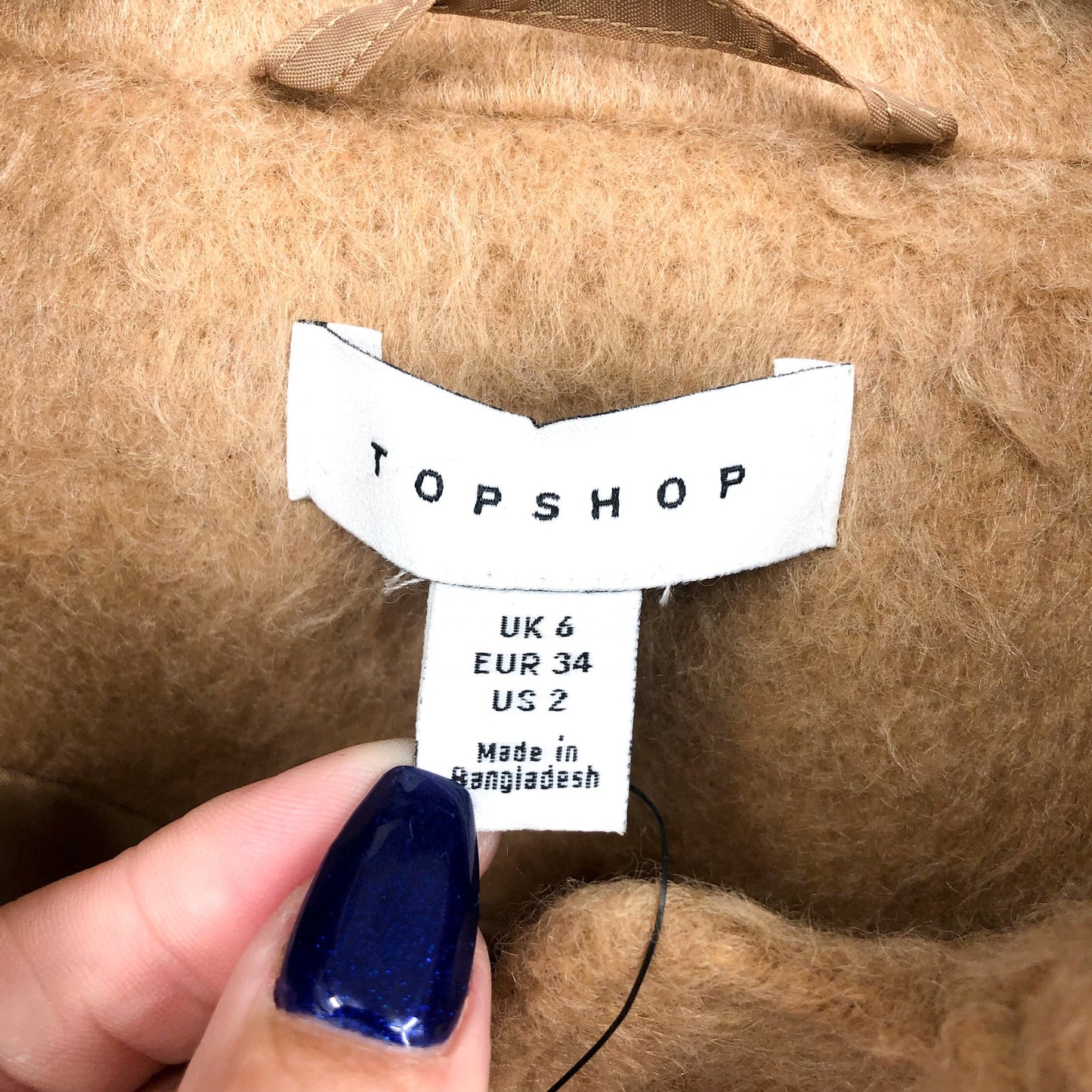 TOPSHOP Women's Brushed Belted Shacket Camel Size 2