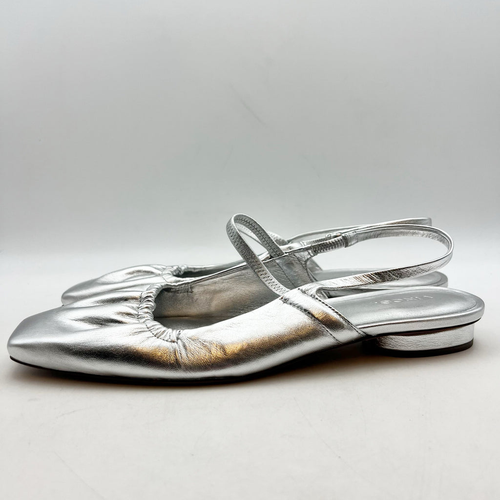 VINCE. Womens Venice Flats US 9.5  EU 40.5 Warm Silver Leather Slip On NIB
