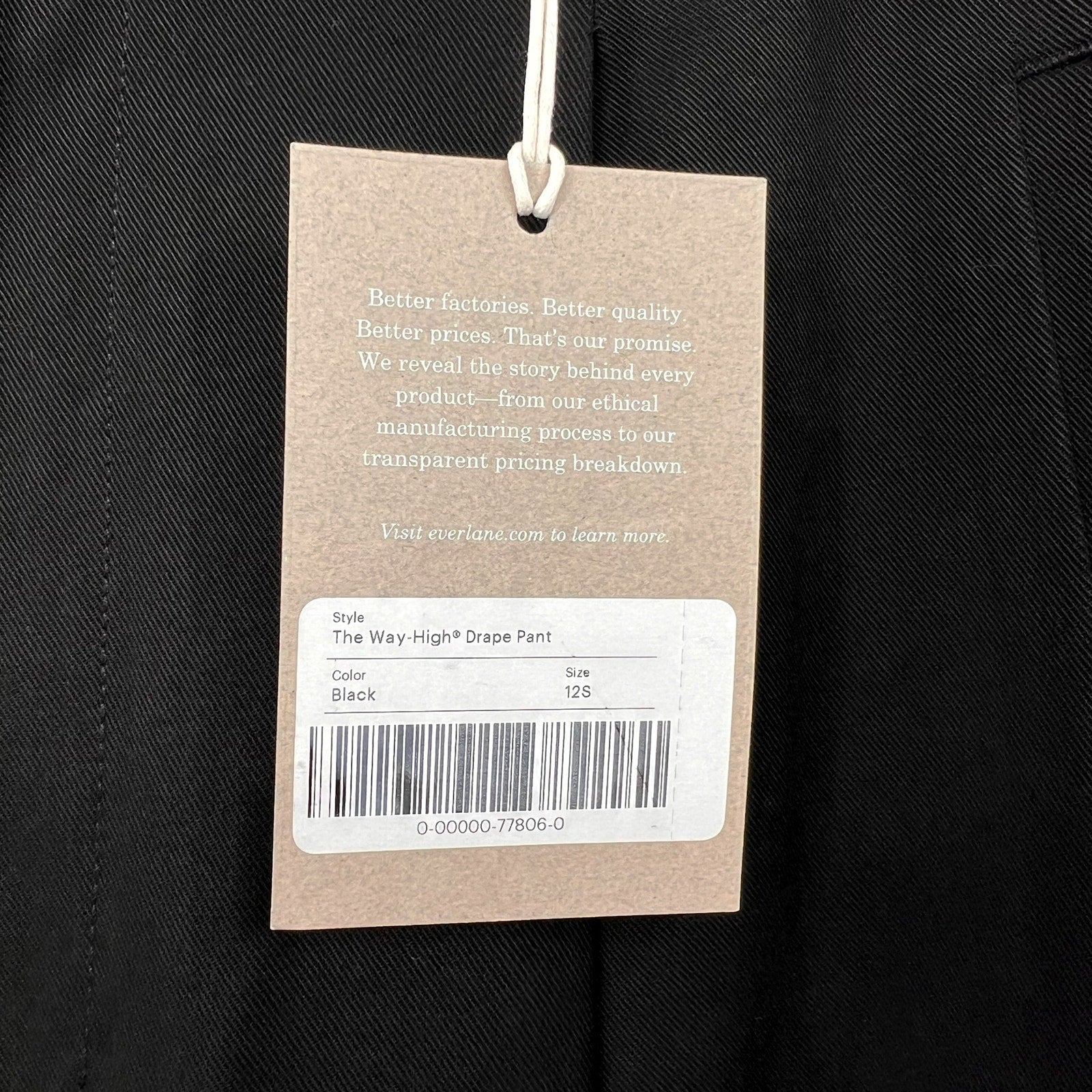 Everlane Womens The Way-High Drape Pant Size 12 30" Inseam Pleated Black NWT