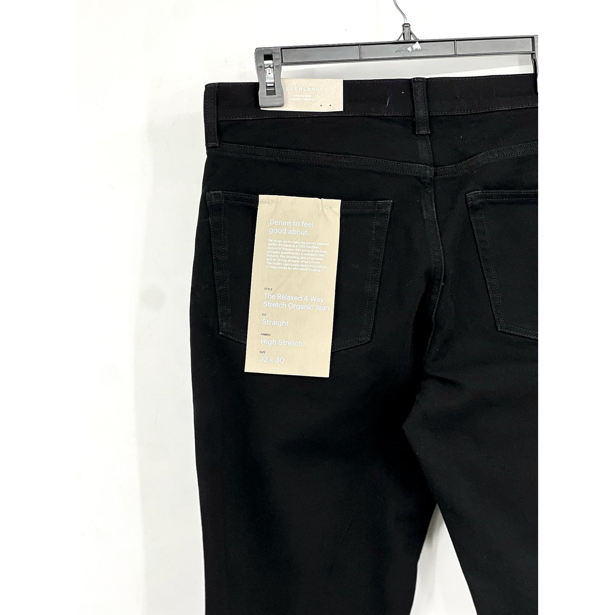 EVERLANE Uniform Men's Relaxed Jeans 32x30 Black 4-Way Stretch Organic NWT