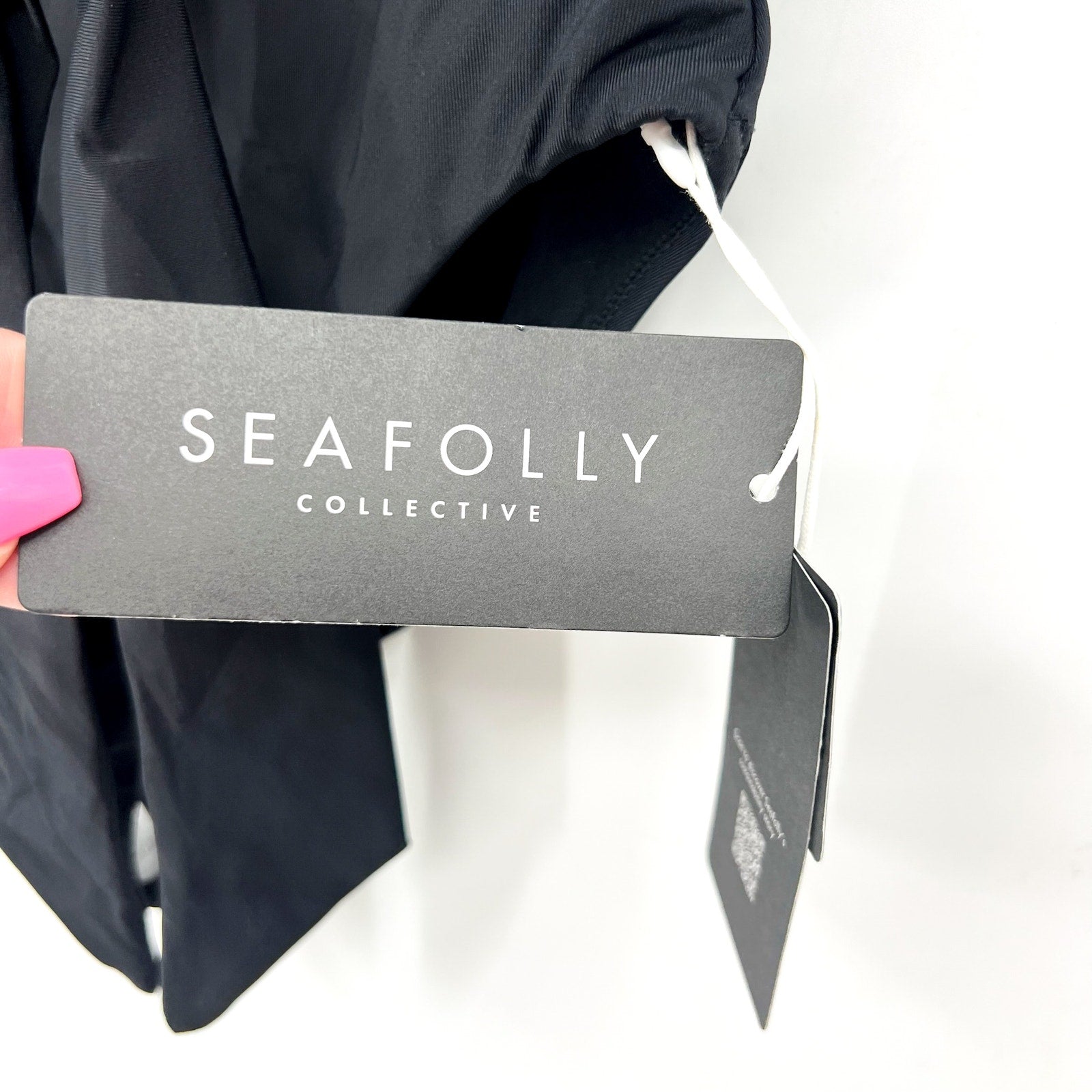 SEAFOLLY Women's Halter Bandeau One Piece Swimsuit Size 4 Black Twist Front NWT