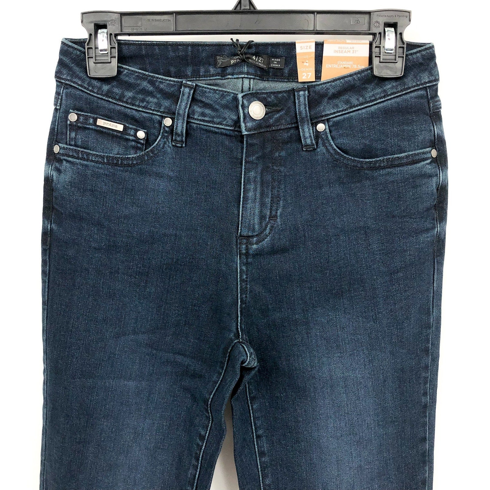 Prana Womens Sienna Skinny Jeans 27x31 US 4 Deep Blue Stretch Denim Mid Rise NWT