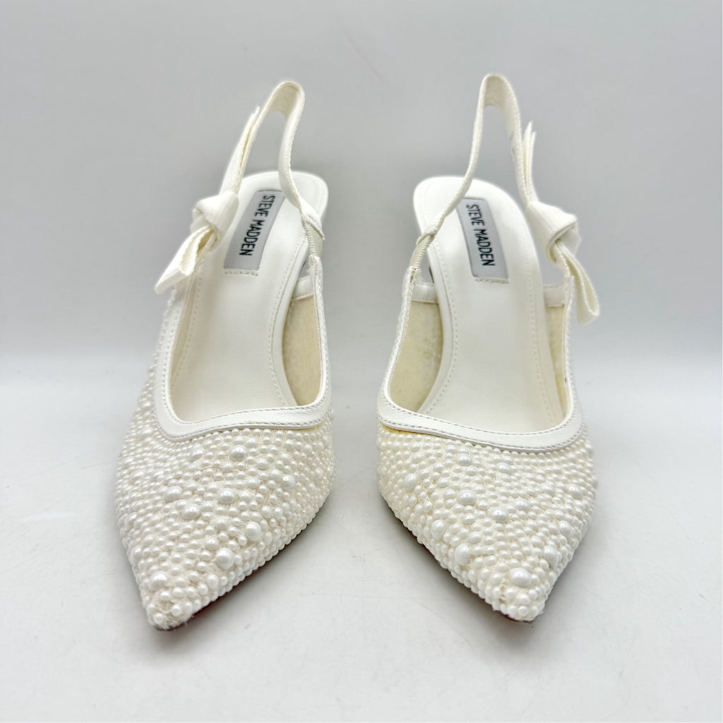 Steve Madden Womens Bri Lace Heels US 7 M EU 37.5 White Bow NWOB
