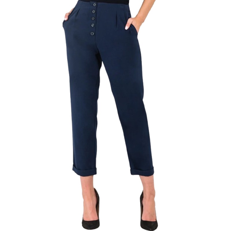 STANDARDS & PRACTICE Francine Cropped Carrot Pants Size 14 Midnight Blue NWT