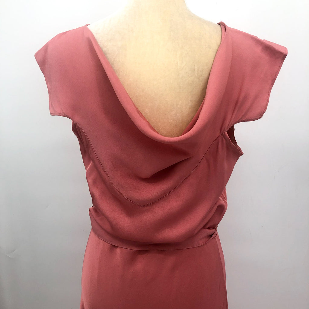 TED BAKER Women's Noemi Midi Dress Size 3 US 8 Dusky Pink V-Neck Bias Cut NWT