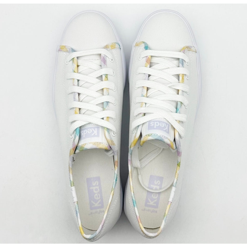 Keds Womens Triple Kick Canvas Sneaker Size 7 White Multicolor Metallic NIB