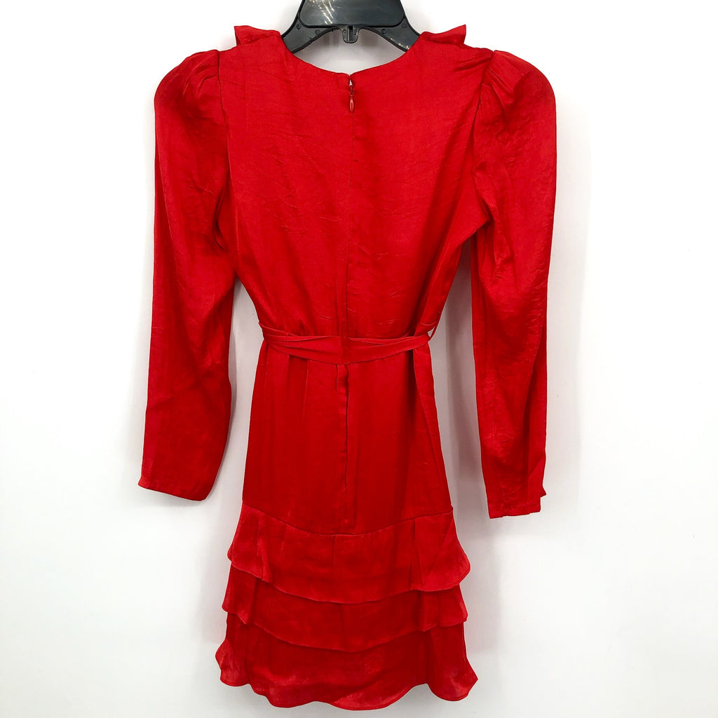 BARDOT Girl's Winona Wrap Dress Size 14 Fire Red Long Sleeve Ruffle NWT
