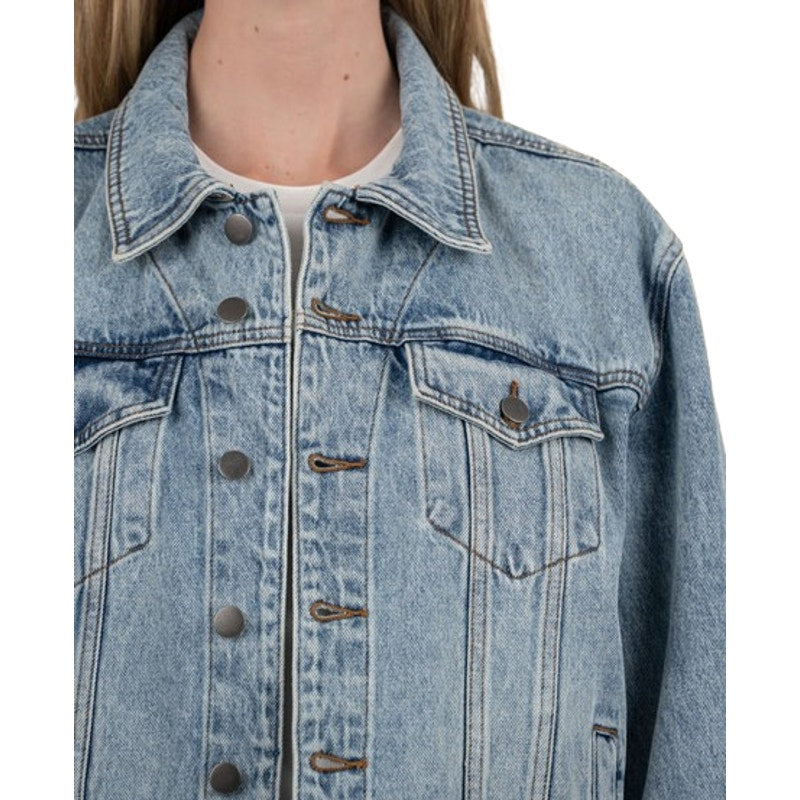KUT FROM THE KLOTH Emmy Boyfriend Jean Jacket Large Medium Blue Relaxed Fit NWT