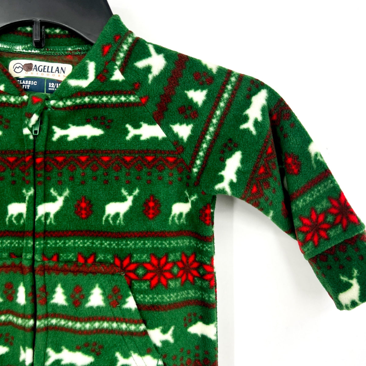 MAGELLAN OUTDOOR Kids Footed Pajamas 12-18 Months Holiday Fleece Full Zip NWOT