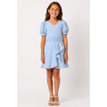 BARDOT JUNIOR Girl's Sky Mini Dress Size 10 Sky Blue Short Cotton Flax NWT