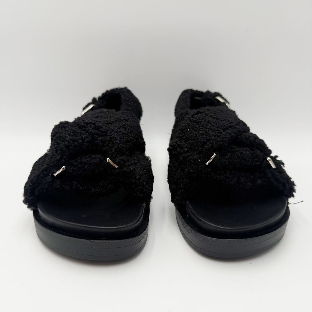 Aerosoles Womens Loma Slippers Size 6.5 M Black Vegan Shearling NIB