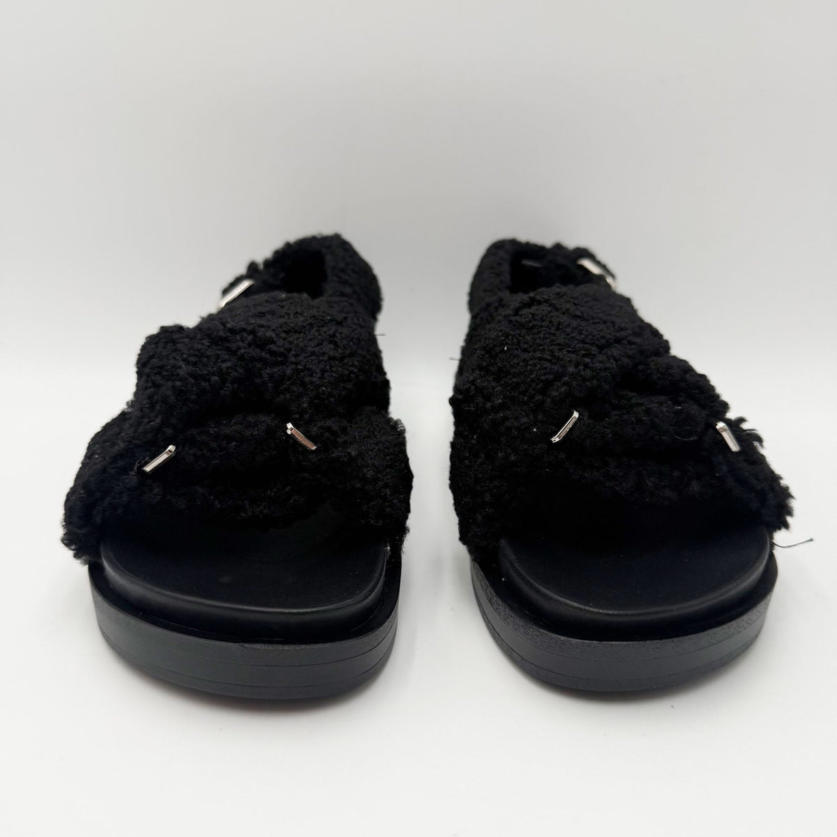 Aerosoles Womens Loma Slippers Size 6.5 M Black Vegan Shearling NIB