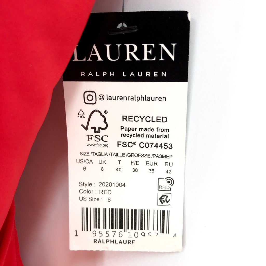 LAUREN RALPH LAUREN Double Strap One Piece Swimsuit Size 6 Red One Shoulder NWT