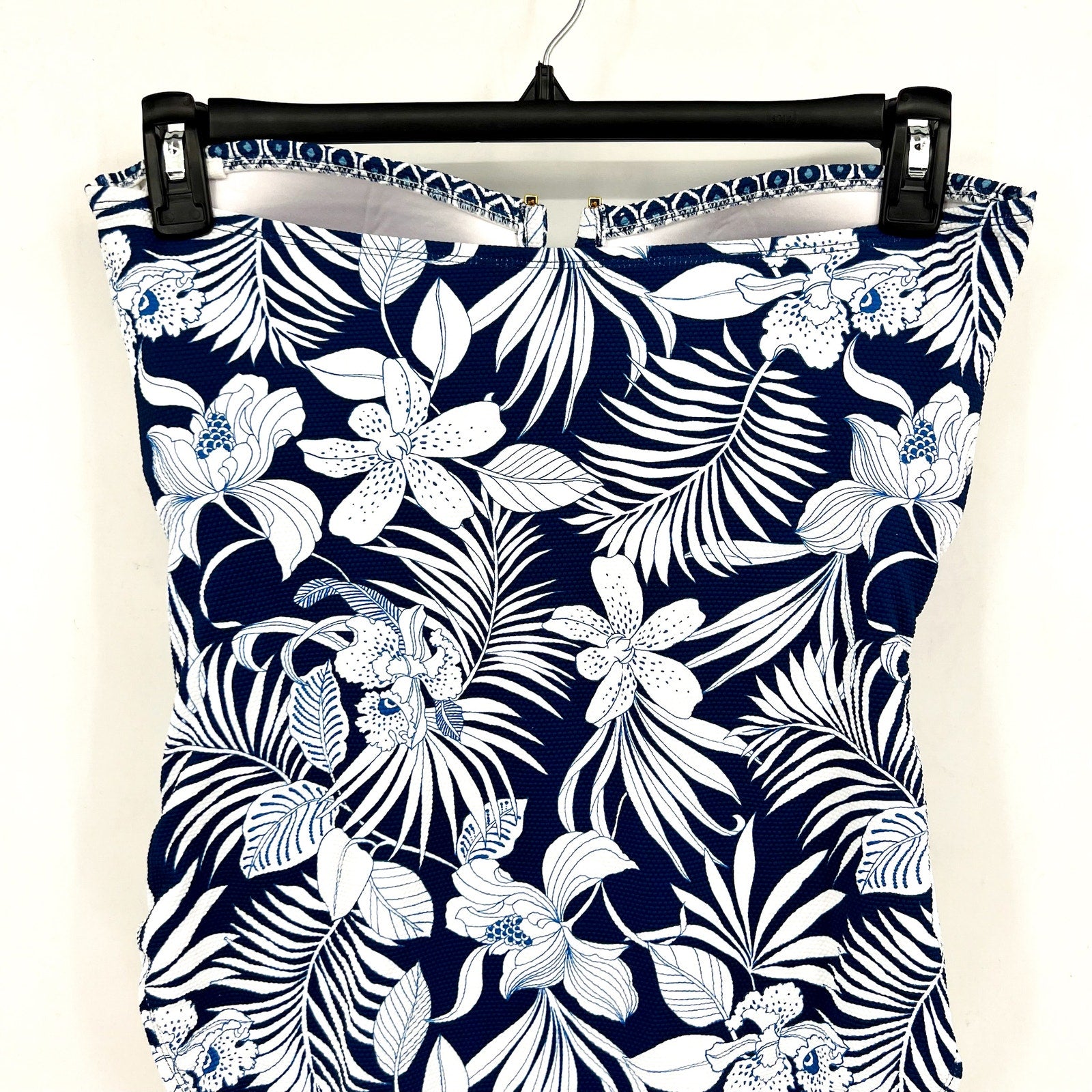 TOMMY BAHAMA Island Cays Bandeau One-Piece Swimsuit Size 14 Blue Blooms NWT