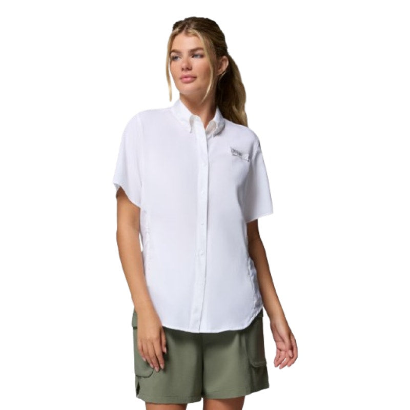 COLUMBIA Women's PFG Tamiami II Shirt Large White Short Sleeve UPF 40+ NWT