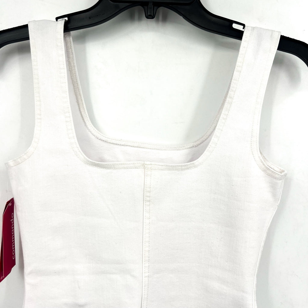 COMMANDO Women's Do It All Denim Bodysuit Medium White Squareneck Sleeveless NWT