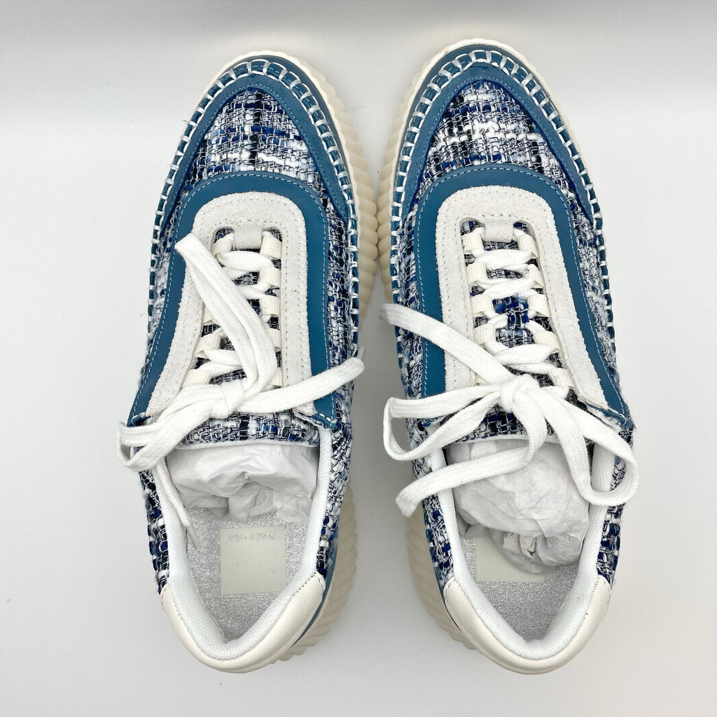 Dolce Vita Womens Dolen Casual Sneakers Size 8.5 Blue Fabric Leather Lace-Up NIB