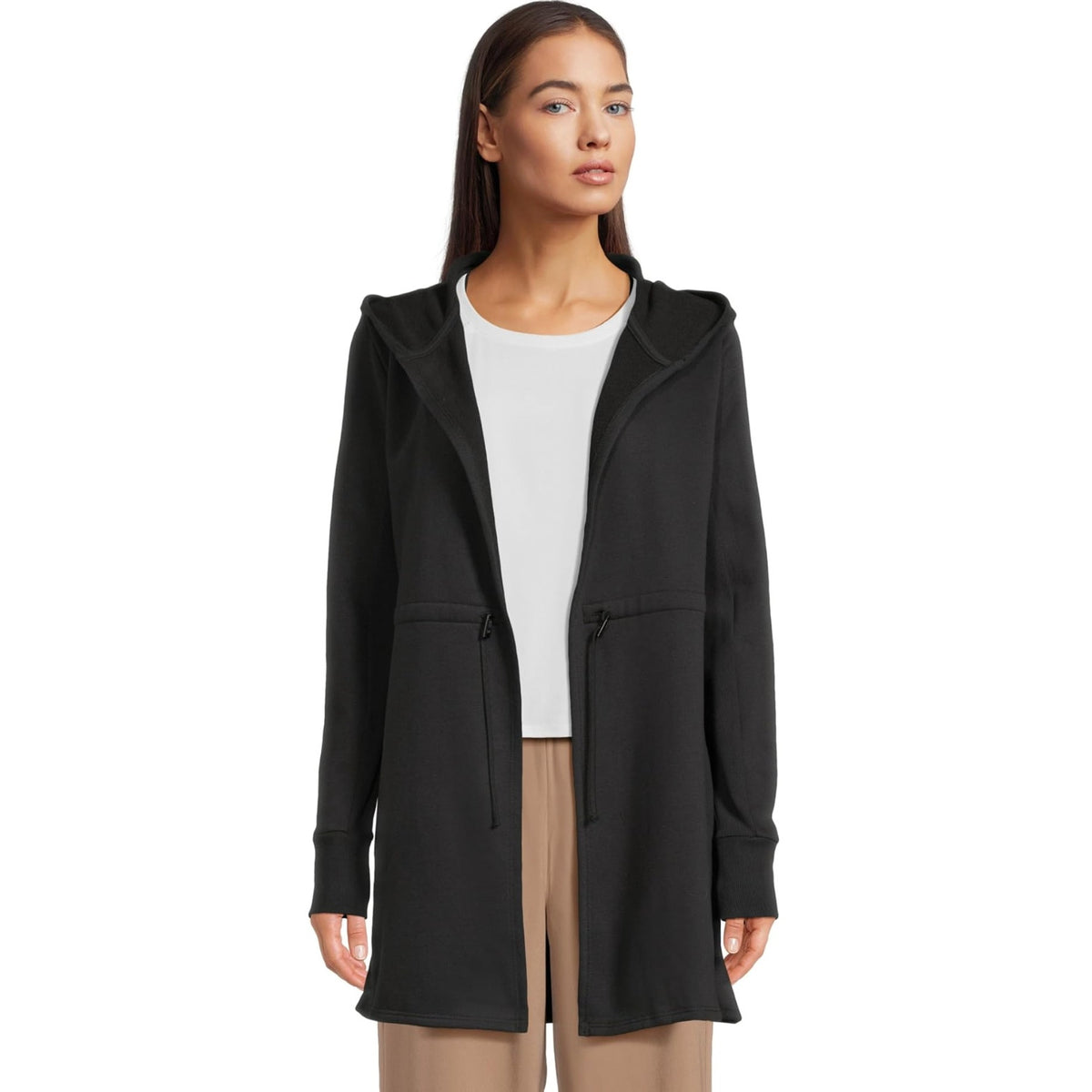 BEYOND YOGA Women's LuxeFleece Hooded Jacket Size XS Black Long Sleeve NWT