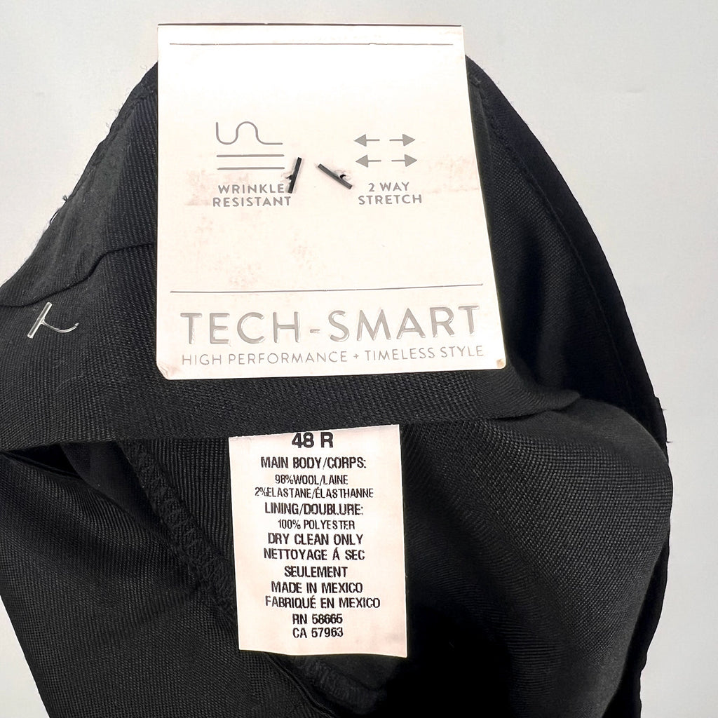 NORDSTROM Men's Trim Fit Dress Pants 48R Black Stretch Wool Tech-Smart NWT