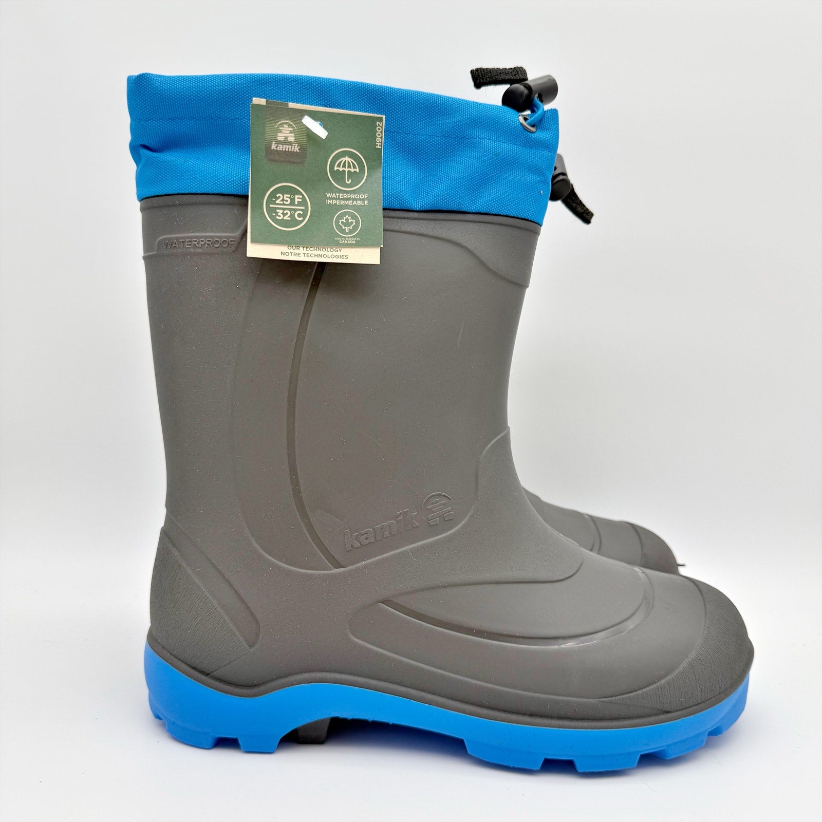 Kamik Kids Snobuster Winter Boot US 6 EU 38 Grey Blue Waterproof NIB