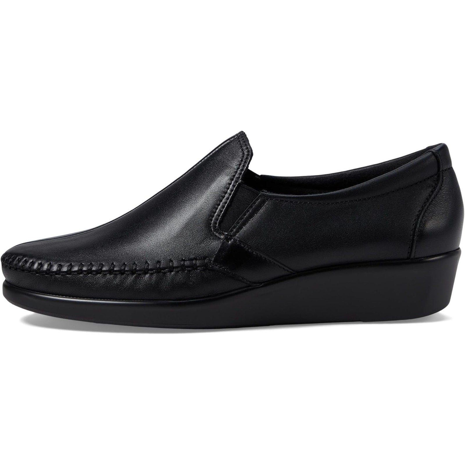 SAS Womens Dream Comfort Loafers US 8 Black Leather Hand Laced Moccasin NIB