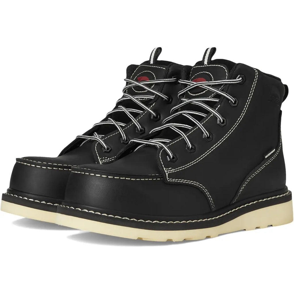 AVENGER Mens Wedge Moc Carbon Safety Toe Work Boots 7 Wide Black Leather WP NIB