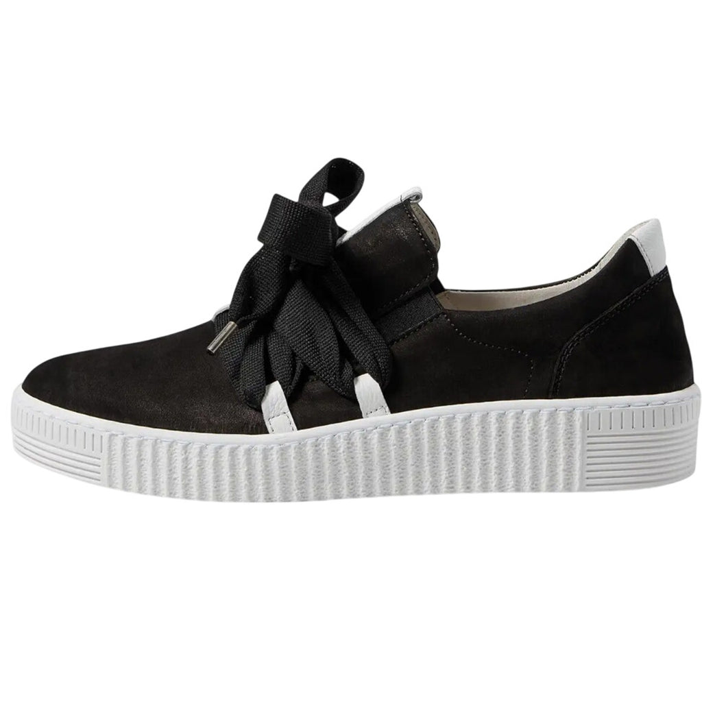 Gabor Womens 43.333 Platform Casual Sneakers US 8 UK 5.5 Black Leather NIB