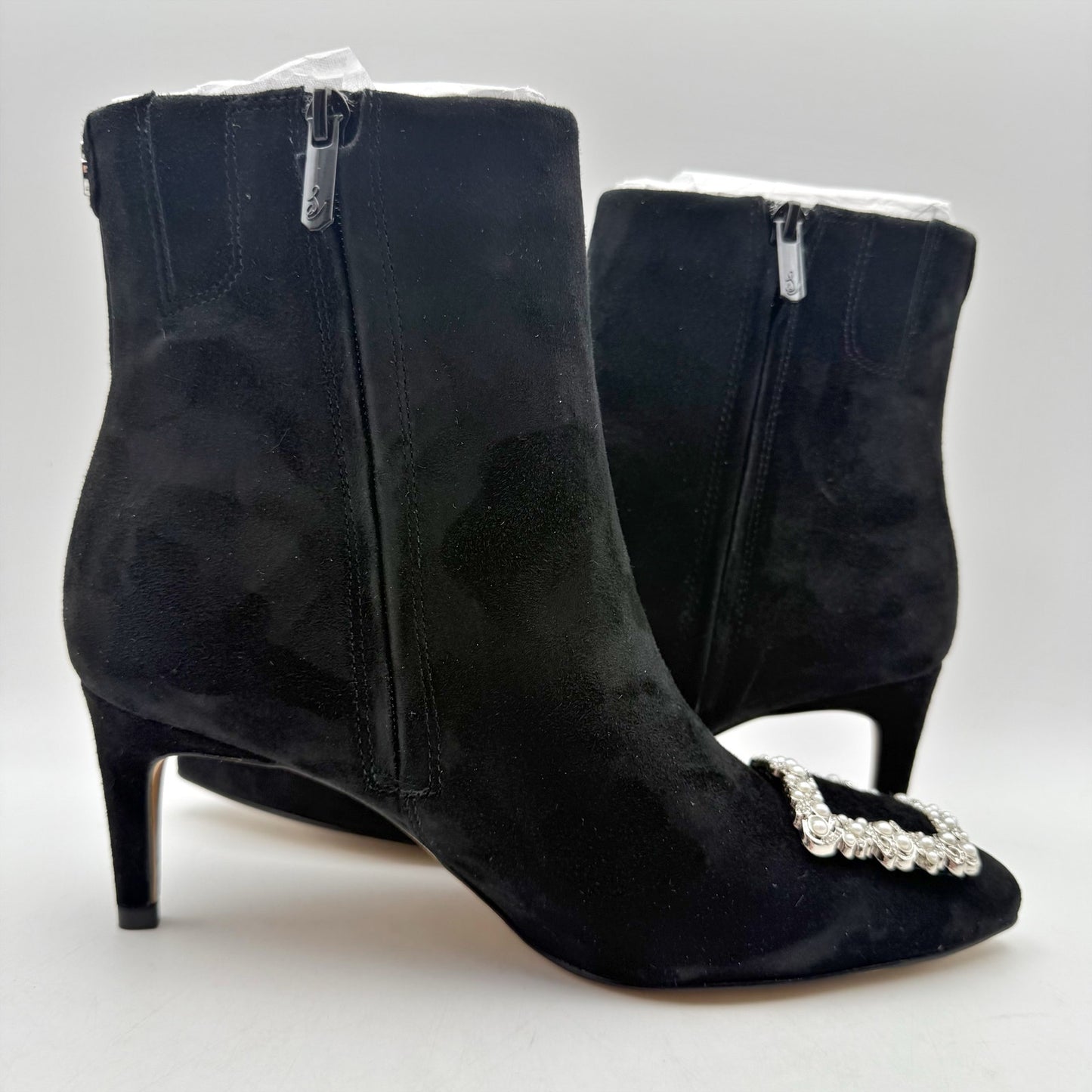 Sam Edelman Womens Ulissa Luster Ankle Bootie US 7.5 Black Suede Rhinestone NWOB