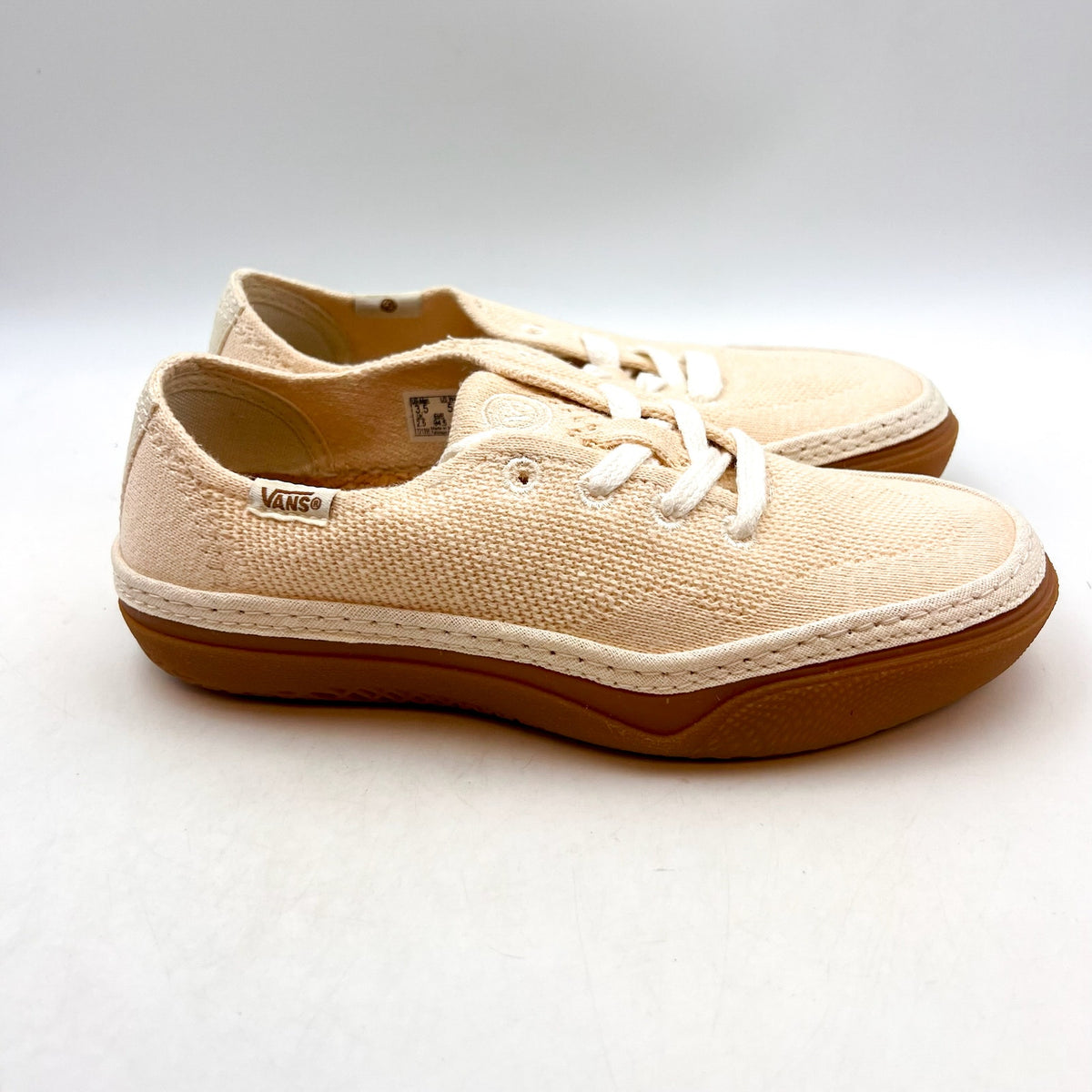 VANS Womens Circle Vee Casual Sneakers Size 5 Natural Tan Gum NWOB