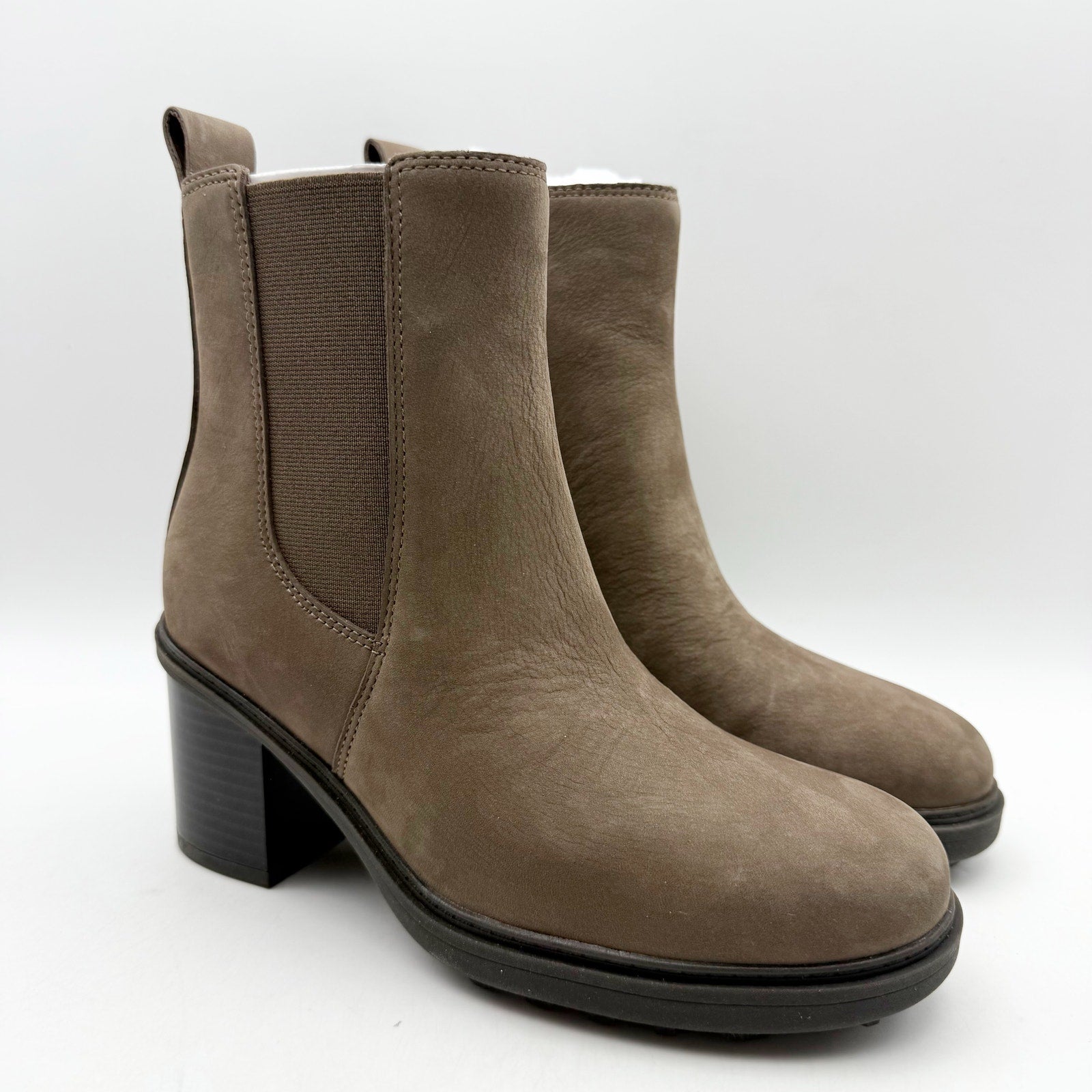 Vionic Womens Truckee Heeled Ankle Booties US 7.5 WIDE Brown Leather WP NIB
