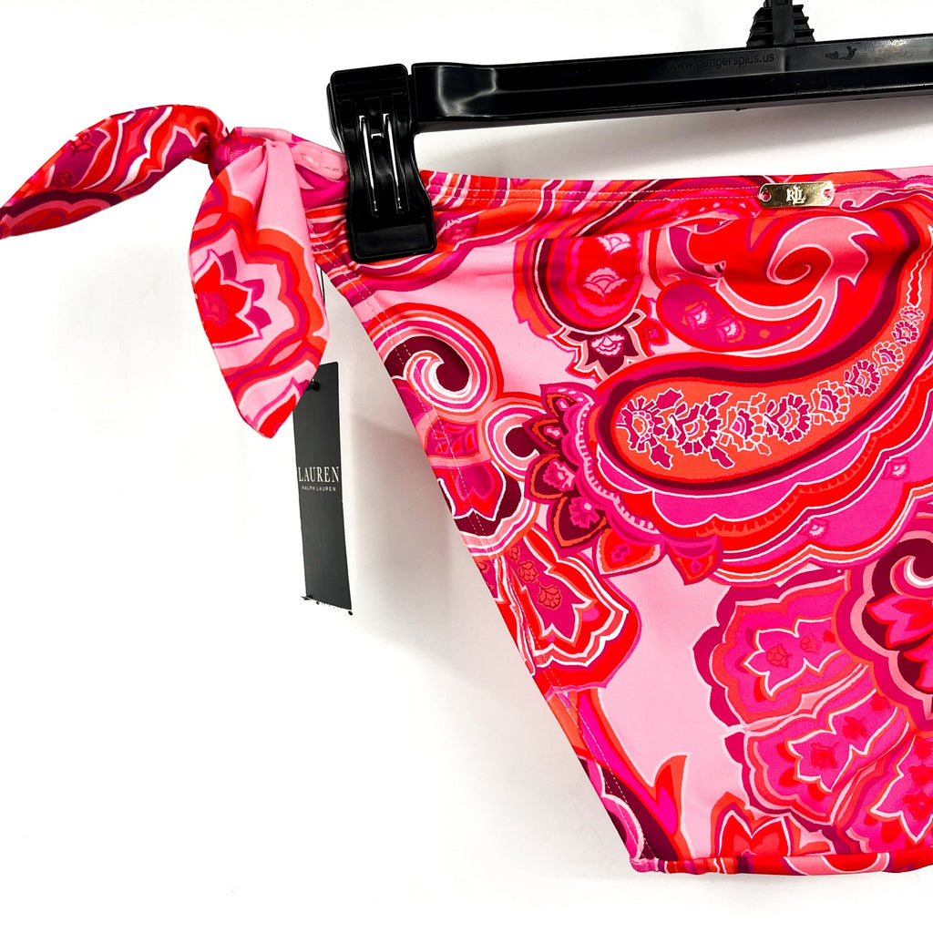 LAUREN RALPH LAUREN Provence Paisley Hipster Bottom Size 4 Pink Side Tie NWT