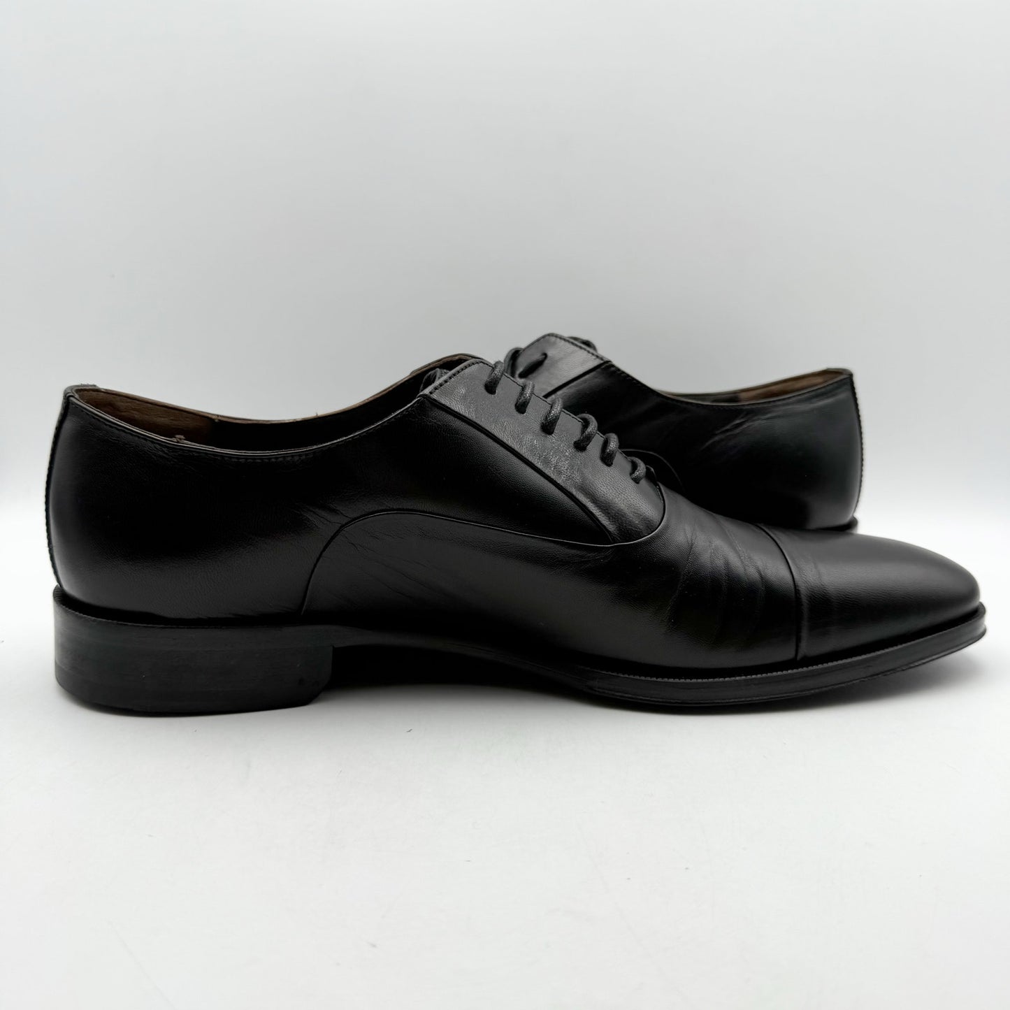 Bruno Magli Mens Maioco Lace up Cap Toe Dress Shoes US 12 D Black Leather NWOB