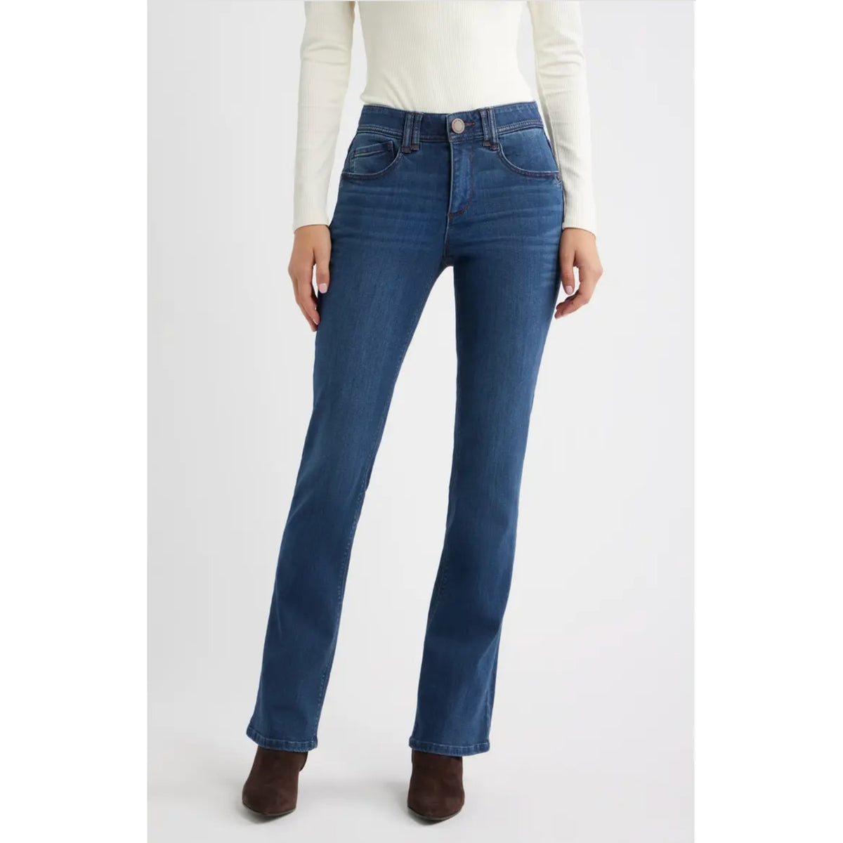 WIT & WISDOM Ab'Solution Itty Bitty Bootcut Jeans Size 8 Very Dark Blue NWT
