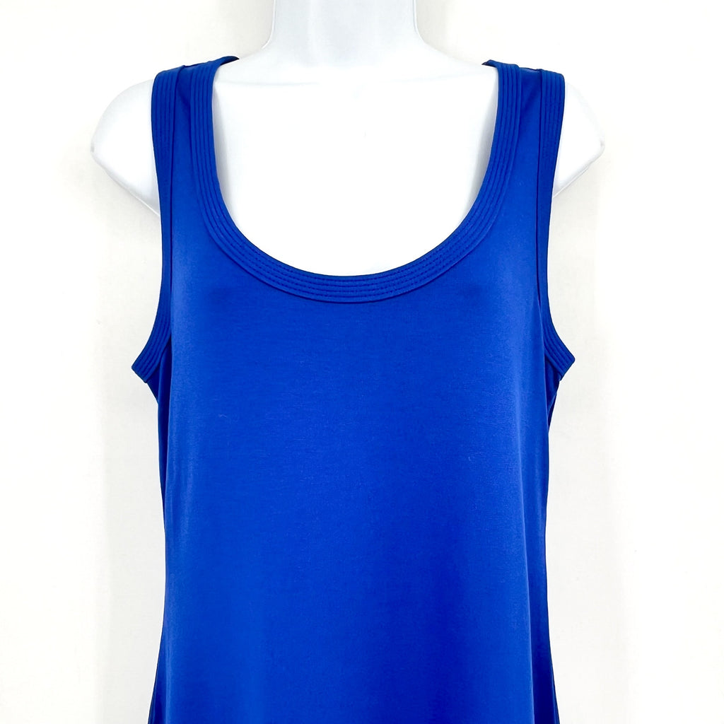 TOMMY BAHAMA Sleeveless Knit Midi Dress Medium Mazarine Blue Drapey Ponte NWT