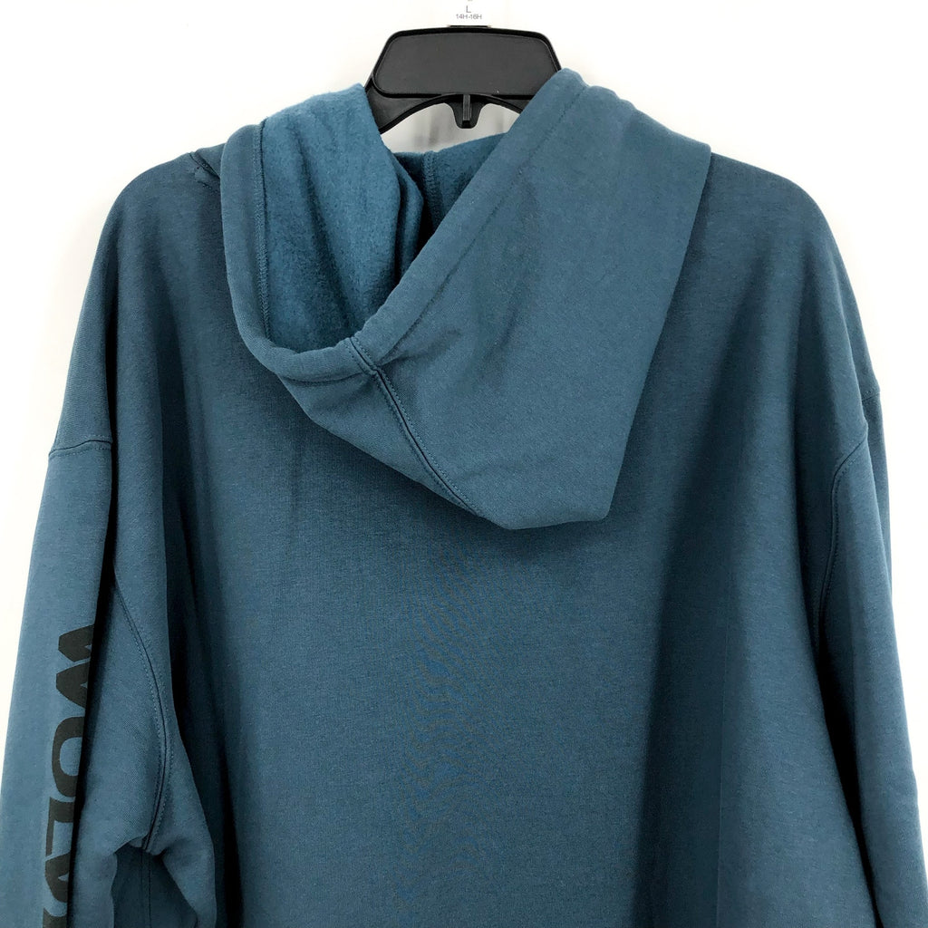 WOLVERINE Men's Midweight Graphic Hoodie XXL Dusk Blue Sleeve Logo Shirt NWT