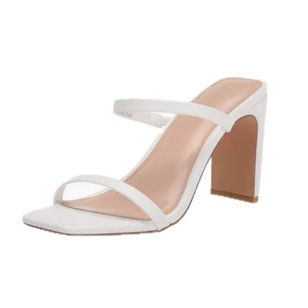The Drop Womens Avery Heeled Sandals Size 7 White 2-Strap Block Heel NWOB