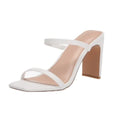 The Drop Womens Avery Heeled Sandals Size 7 White 2-Strap Block Heel NWOB