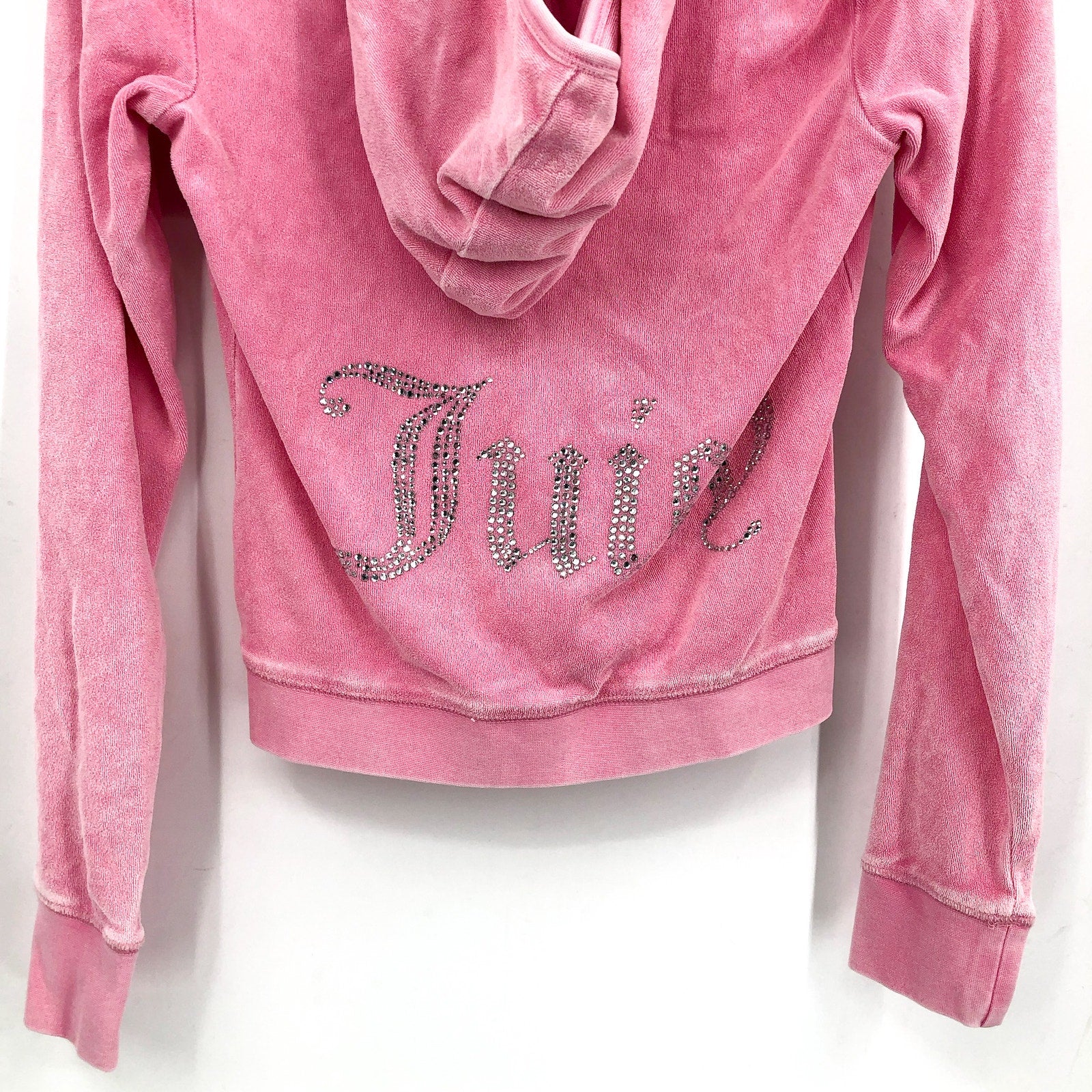 JUICY COUTURE Women's Big Bling Towel Terry Zip Hoodie Small Hot Hot Pink NWT