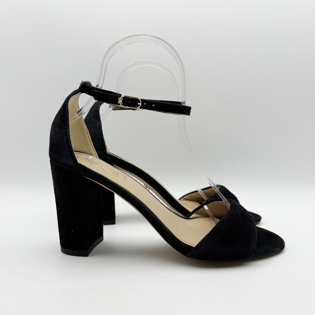 Sam Edelman Womens Robyn Heels Size 10 M Black Suede Leather Ankle Strap NWOB
