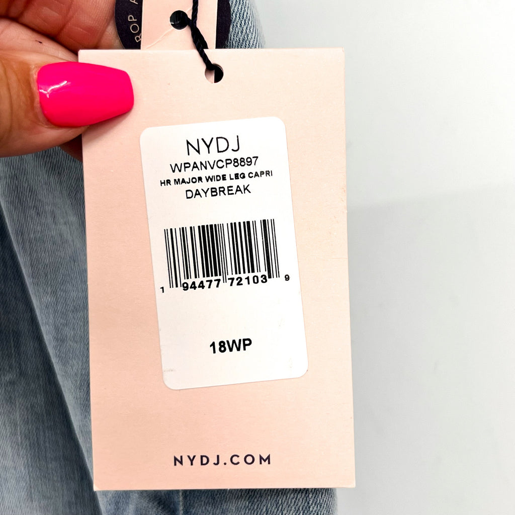 NYDJ Womens Major Wide Leg Capri Jeans 18W PETITE Daybreak Light Blue NWT