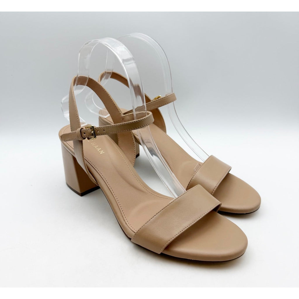 Cole Haan Womens Josie Heeled Sandals Size 8.5 Beige Nude Leather NIB