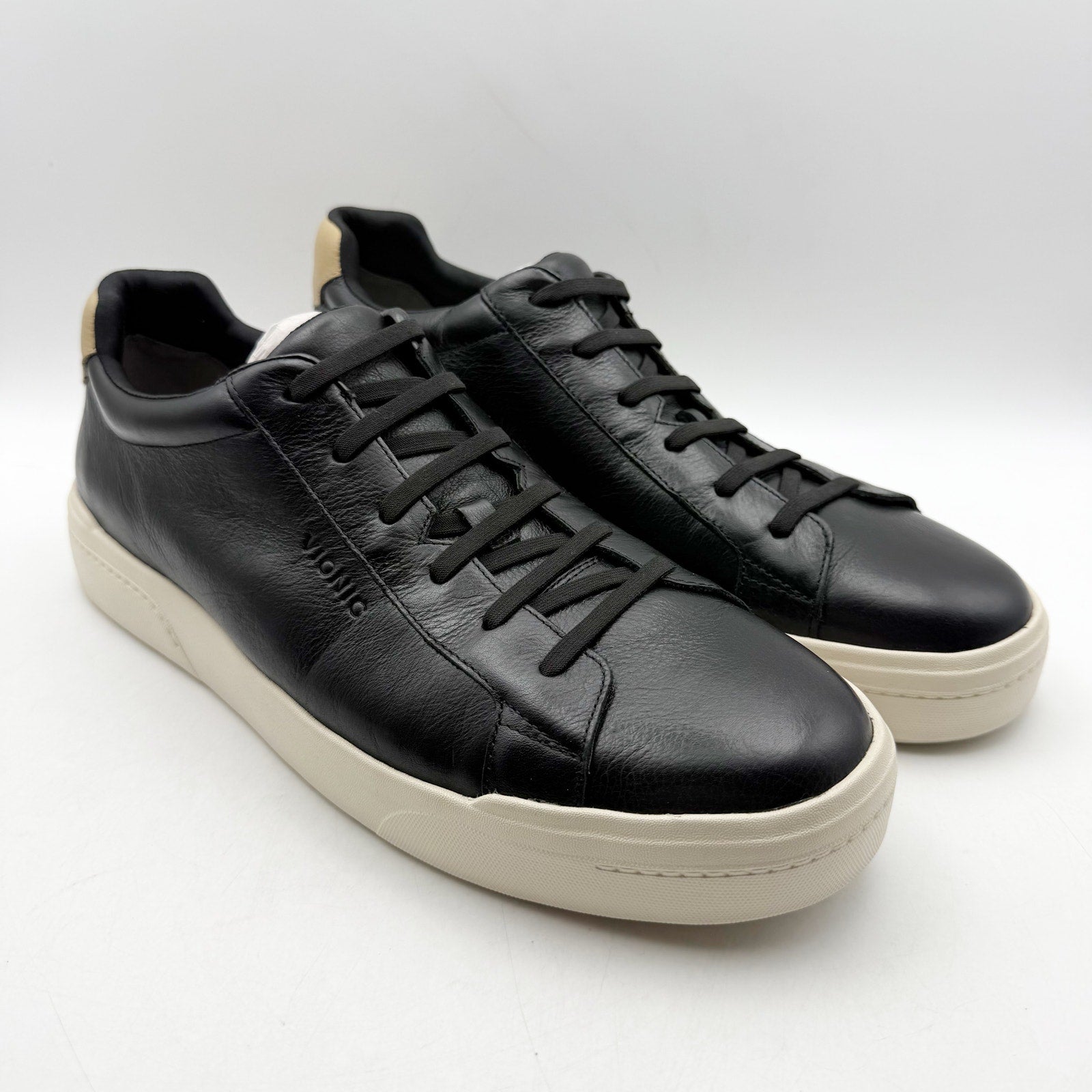 Vionic Mens Colbie Sneakers US 12 EU 45 Black Leather NWOB