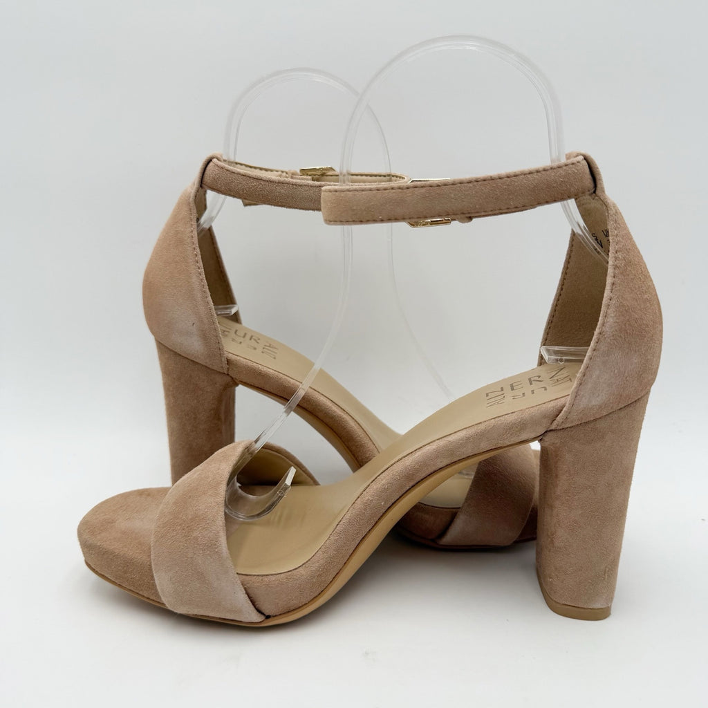 Naturalizer Womens Joy Heeled Dress Sandals Size 6 Wide Tan Suede NWOB