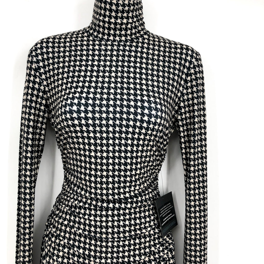 NORMA KAMALI Long Sleeve Turtleneck Pickleball Dress XS/34 Large Houndstooth NWT