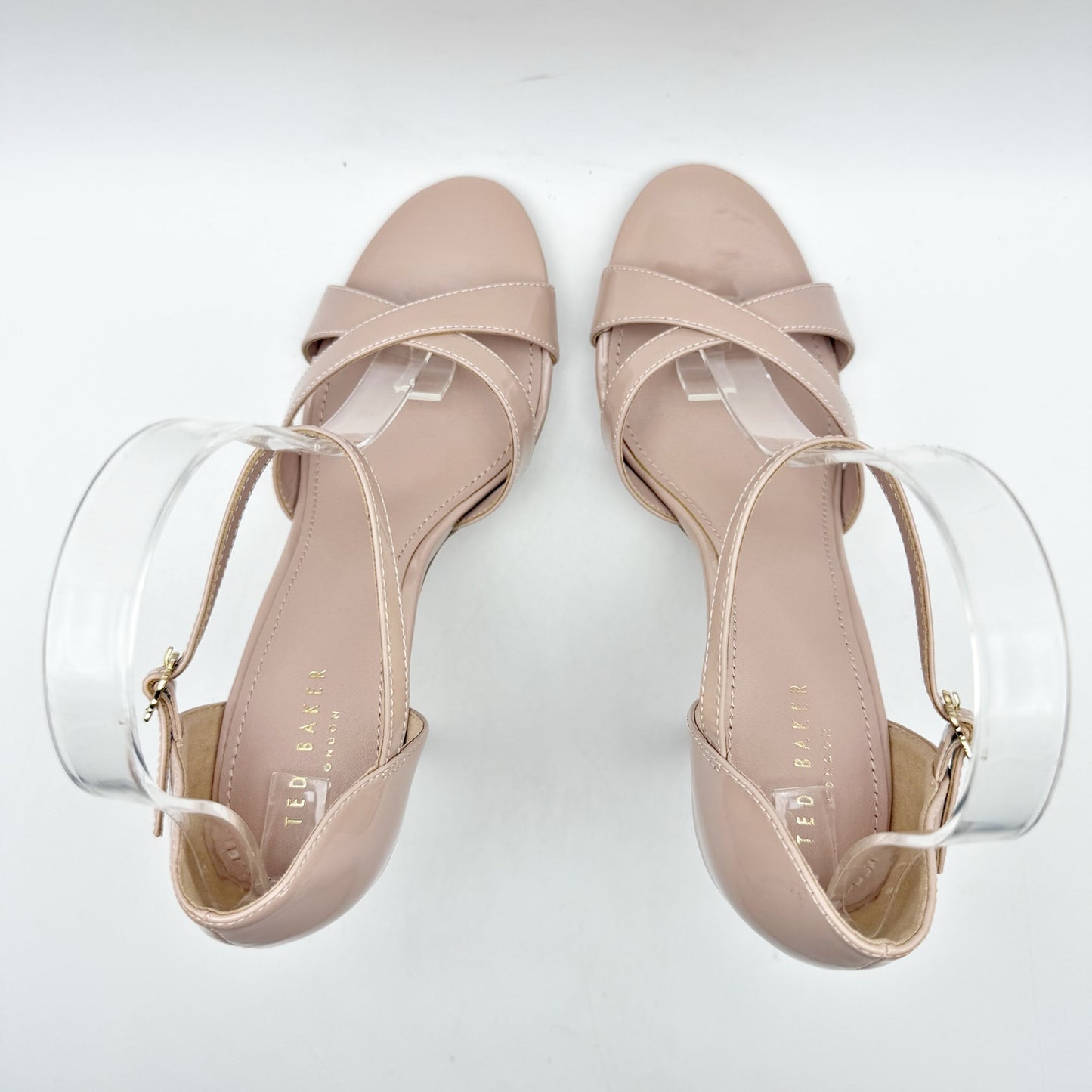 Ted Baker Womens Harinap Heeled Sandals EU 37.5 US 7.5 Nude Leather NIB