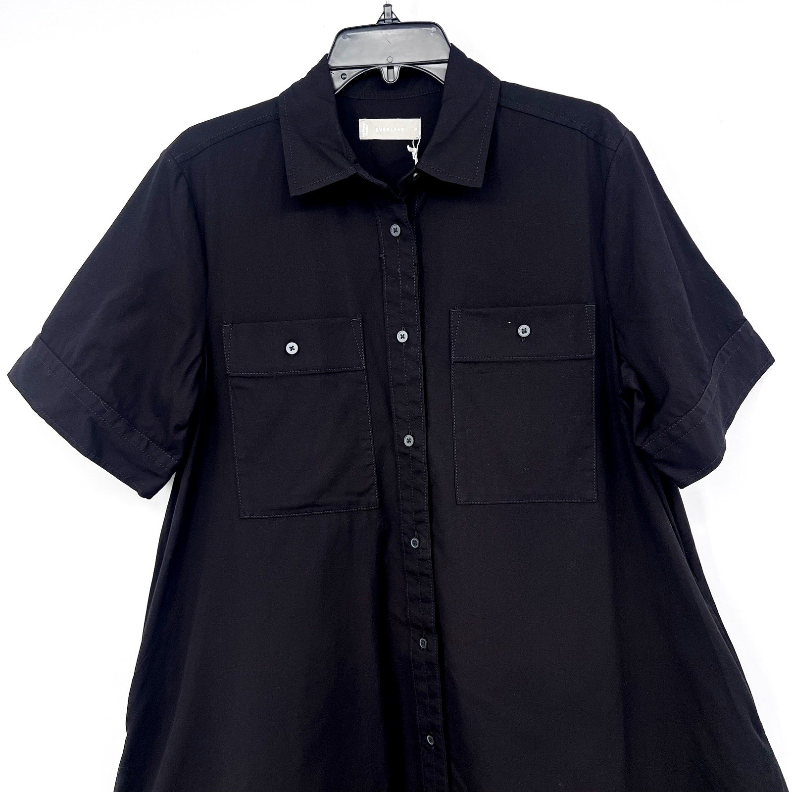 EVERLANE Women's The Daytripper Dress Medium Black Oversized Short Sleeve NWT