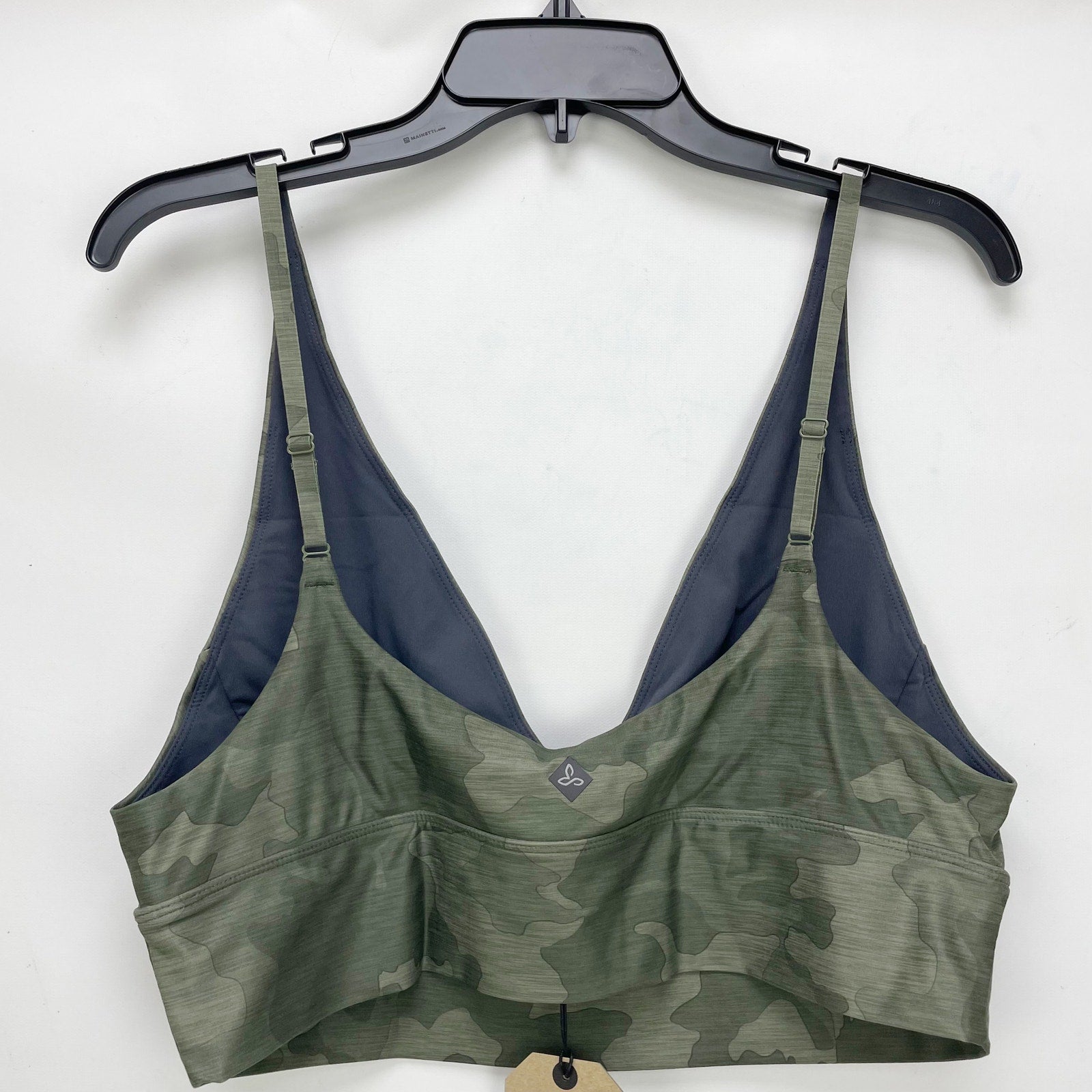 Prana Womens Layna Brami Yoga Bra Top Large Sage Green Camo Activewear NWT